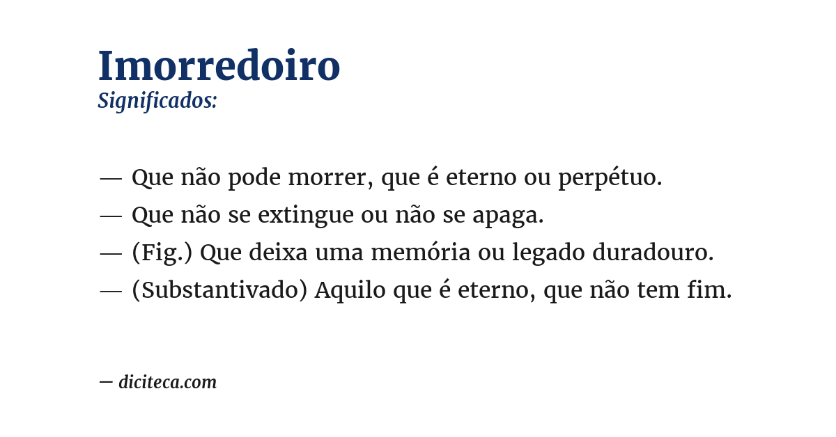Significado de imorredoiro