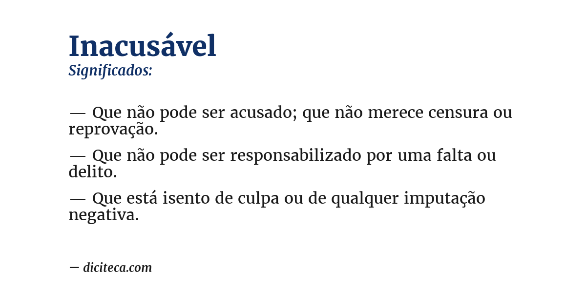 Significado de inacusável