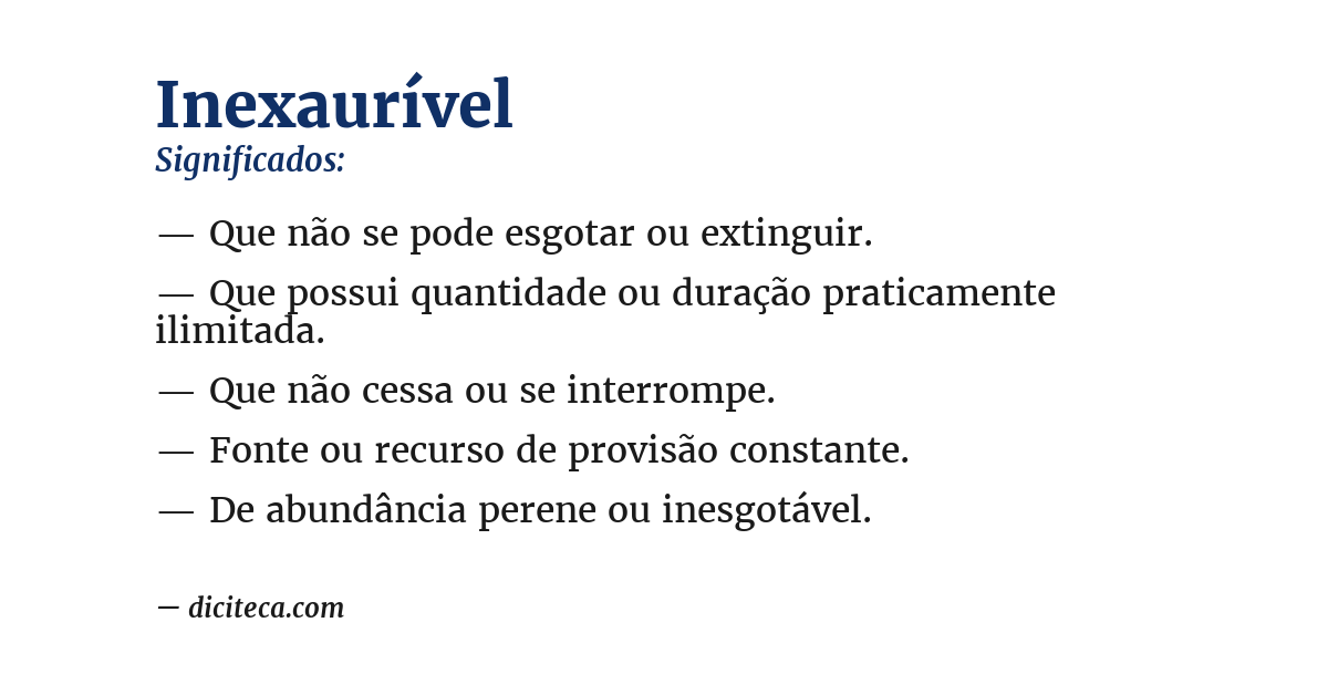 Significado de inexaurível