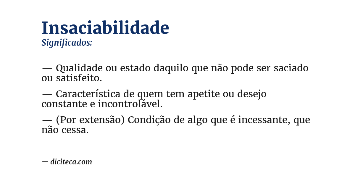 Significado de insaciabilidade