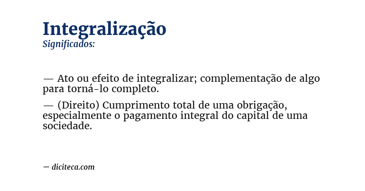 Significado de integralização