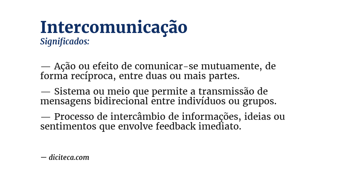 Significado de intercomunicação
