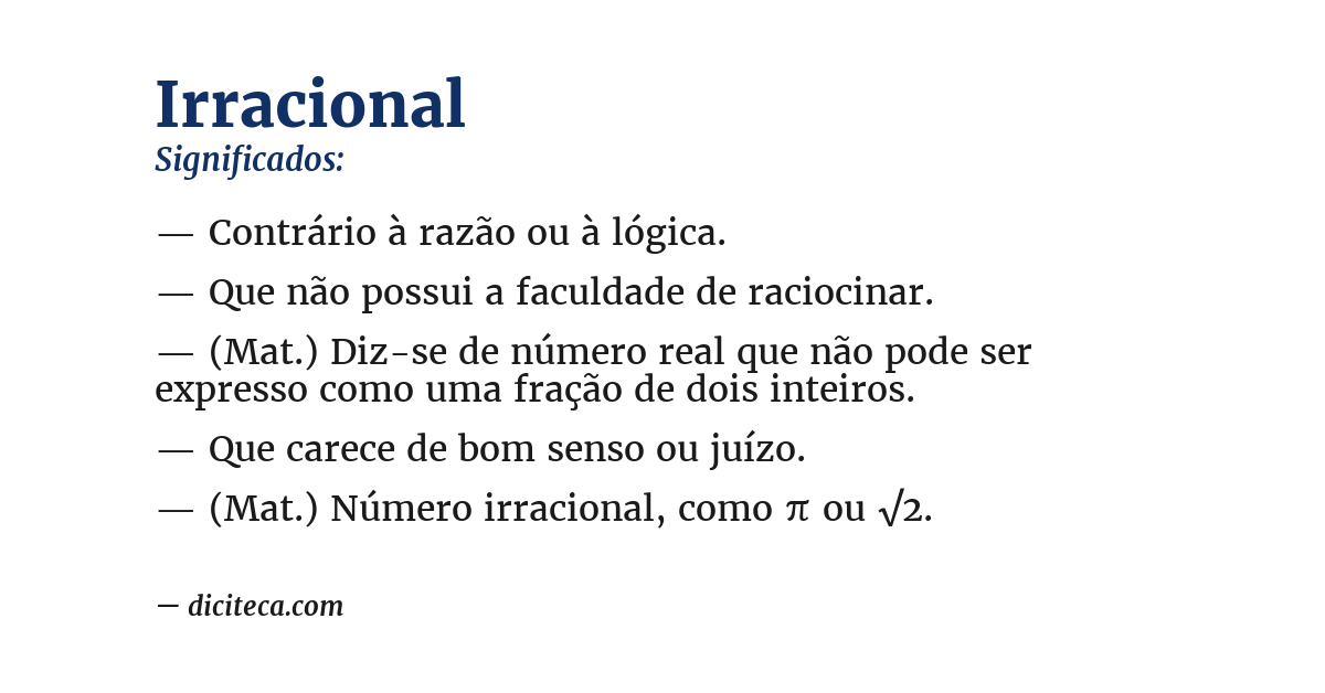 Significado de irracional