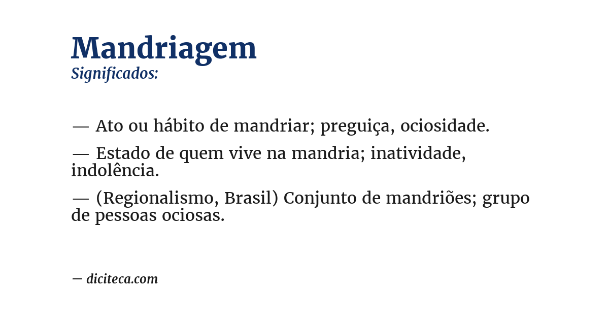 Significado de mandriagem