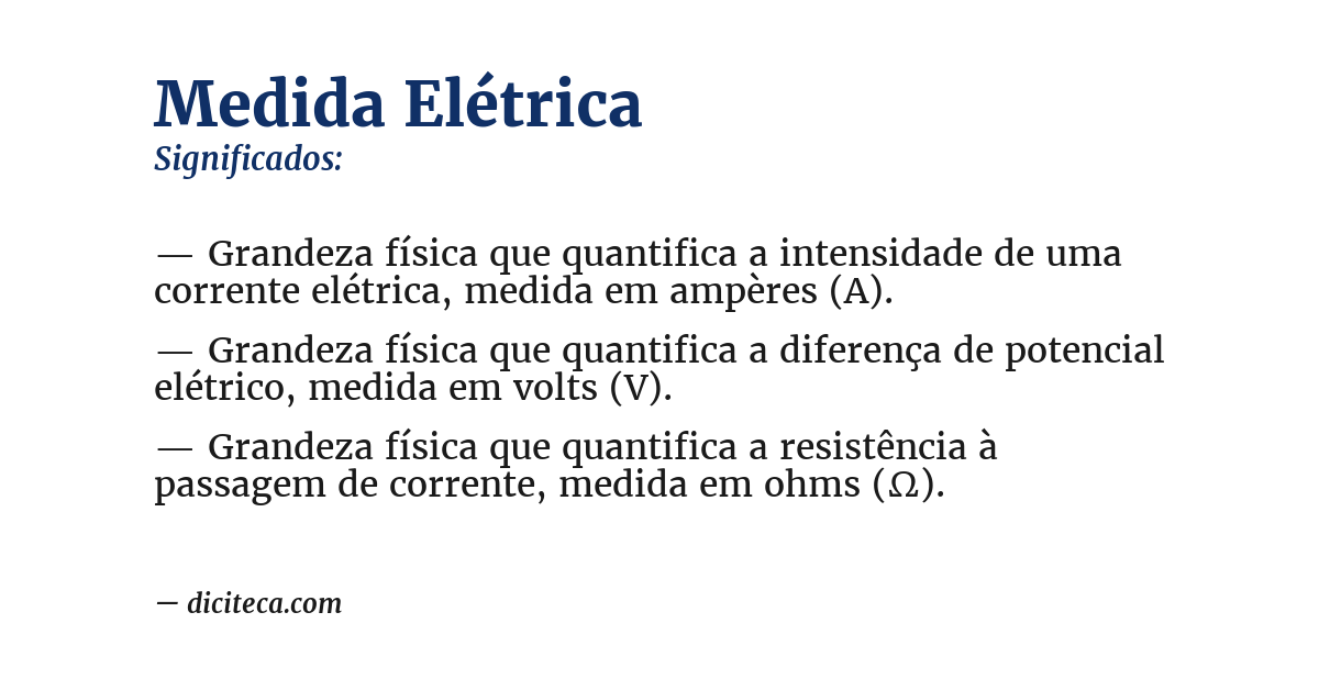 Significado de medida elétrica