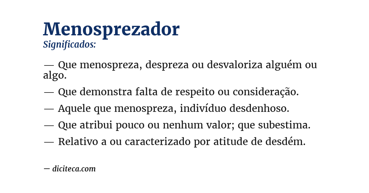 Significado de menosprezador