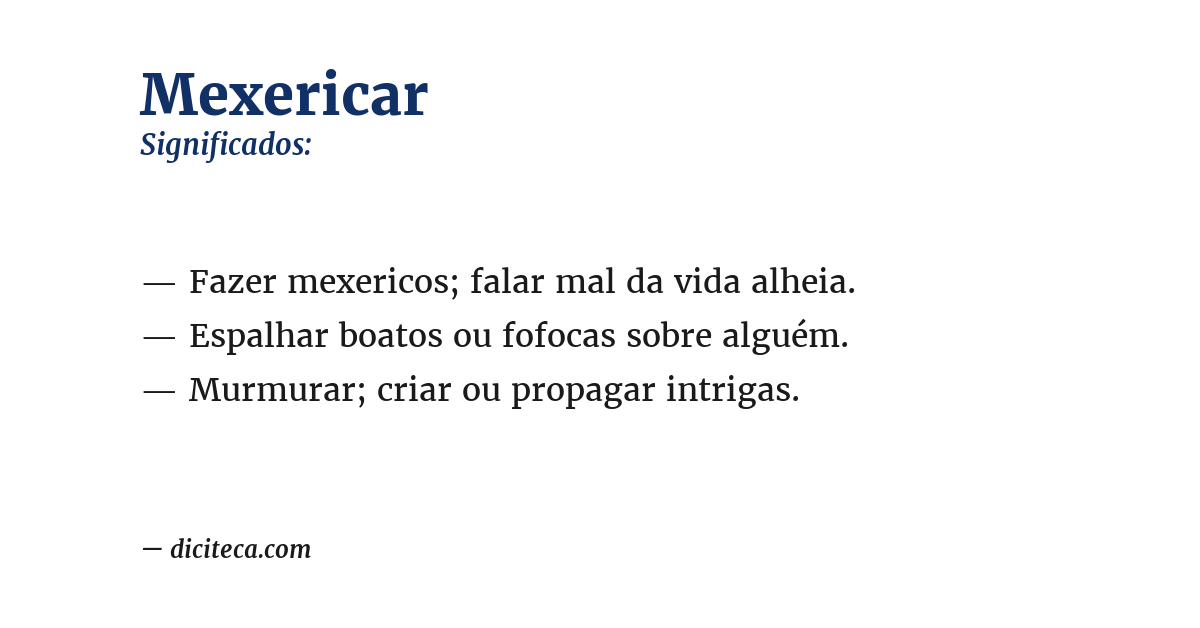 Significado de mexericar