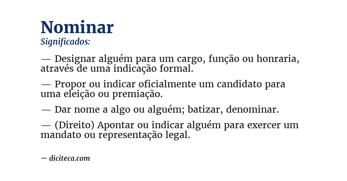 Significado de nominar