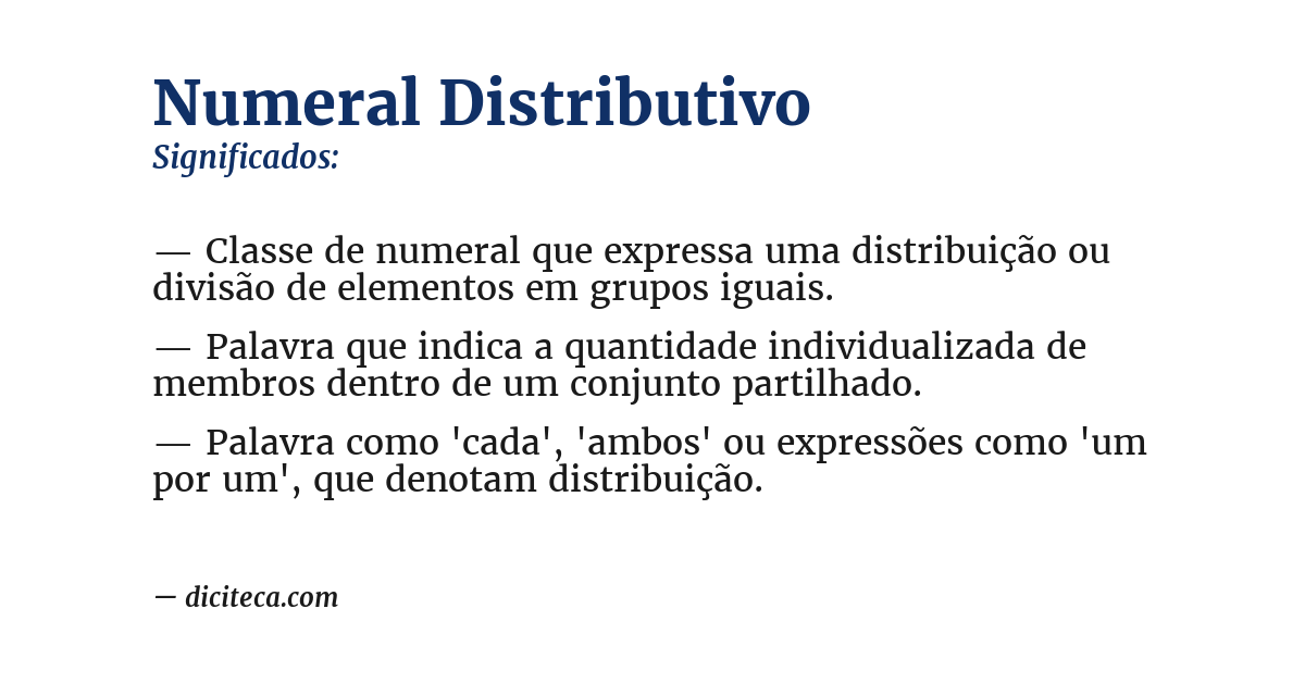 Significado de numeral distributivo