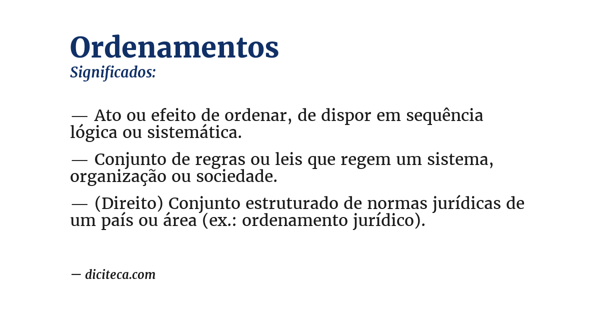 Significado de ordenamentos