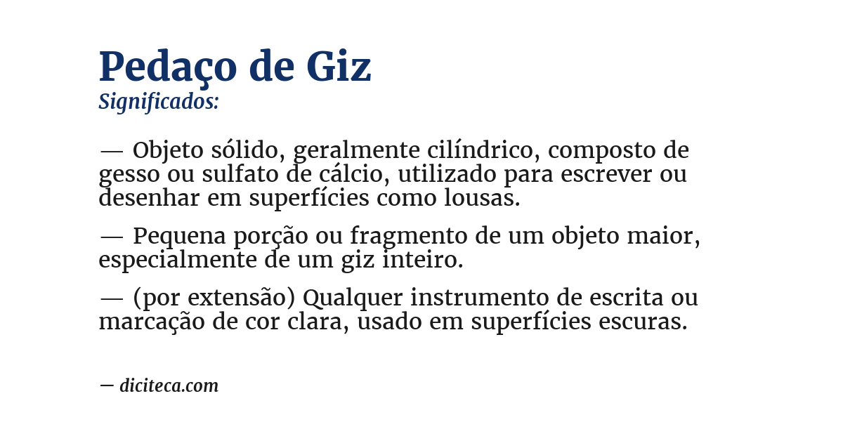 Significado de pedaço de giz