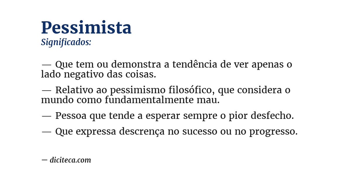 Significado de pessimista