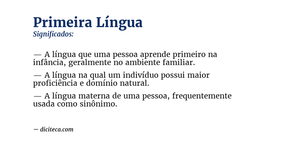 Significado de primeira língua