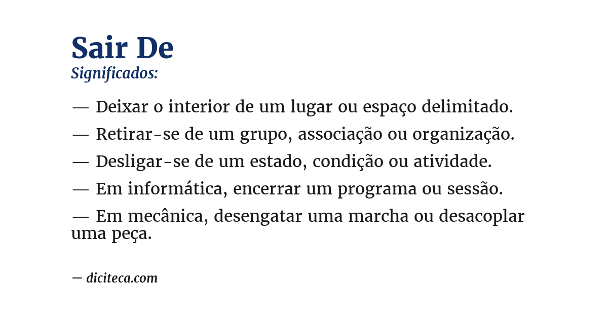 Significado de sair de
