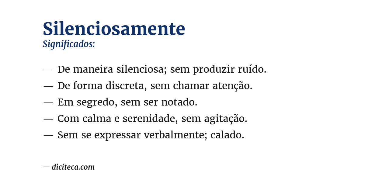 Significado de silenciosamente