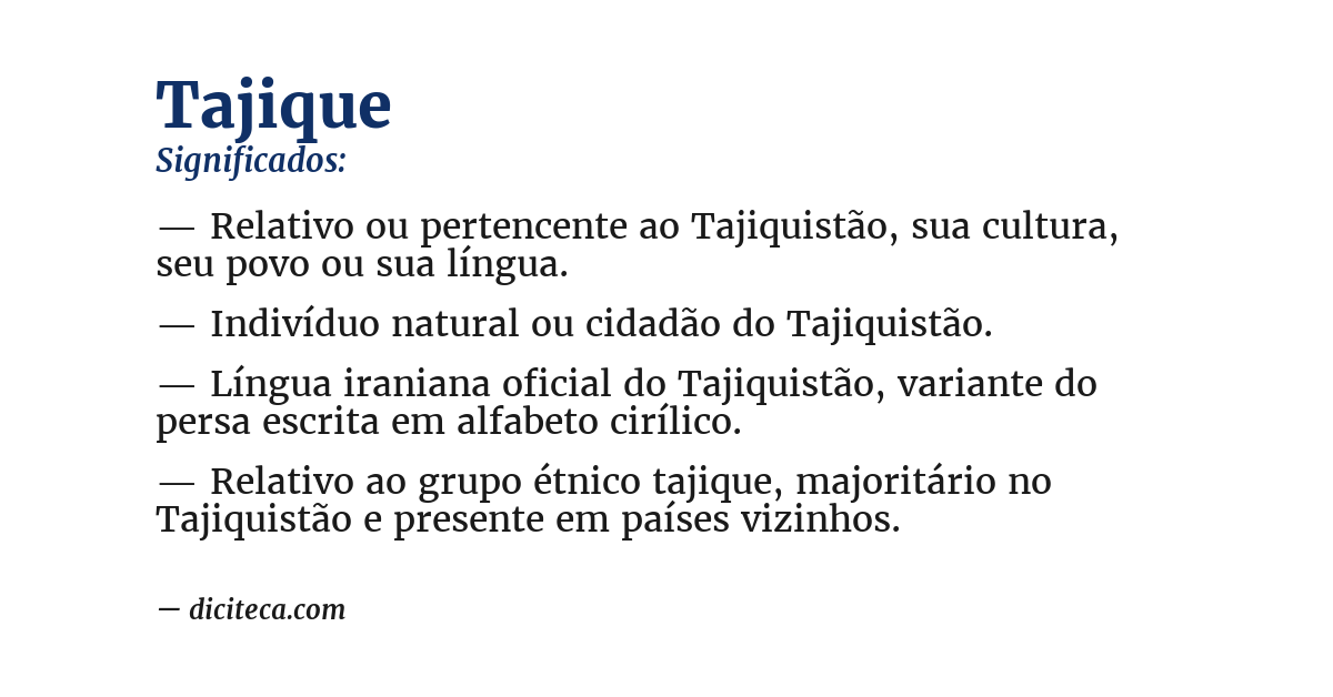 Significado de tajique