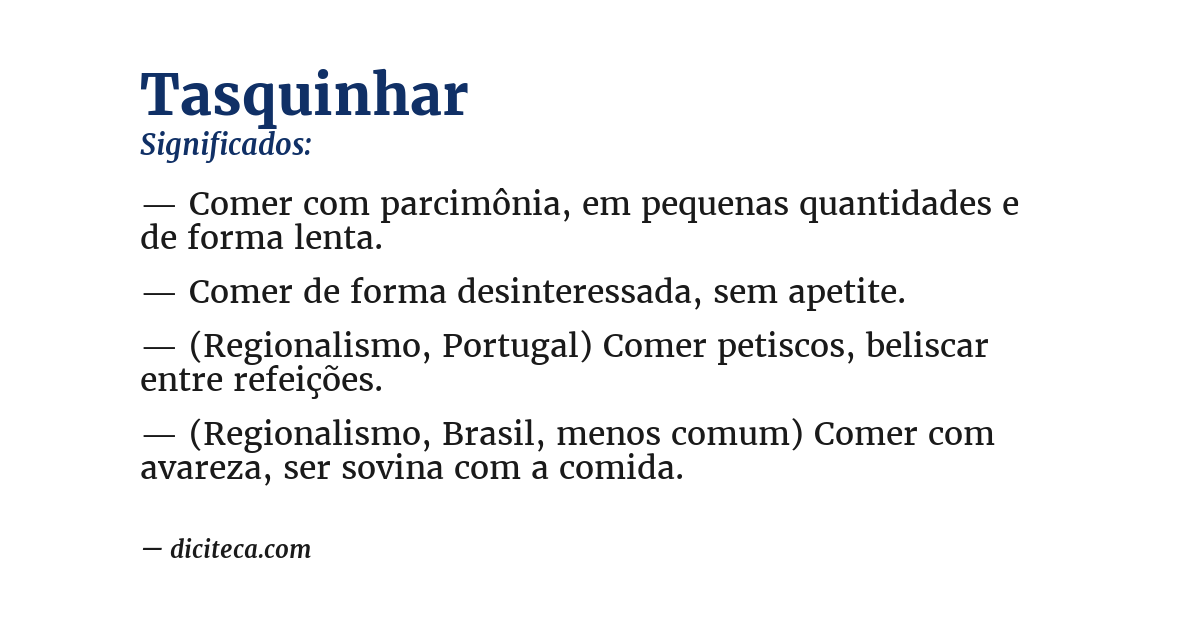 Significado de tasquinhar