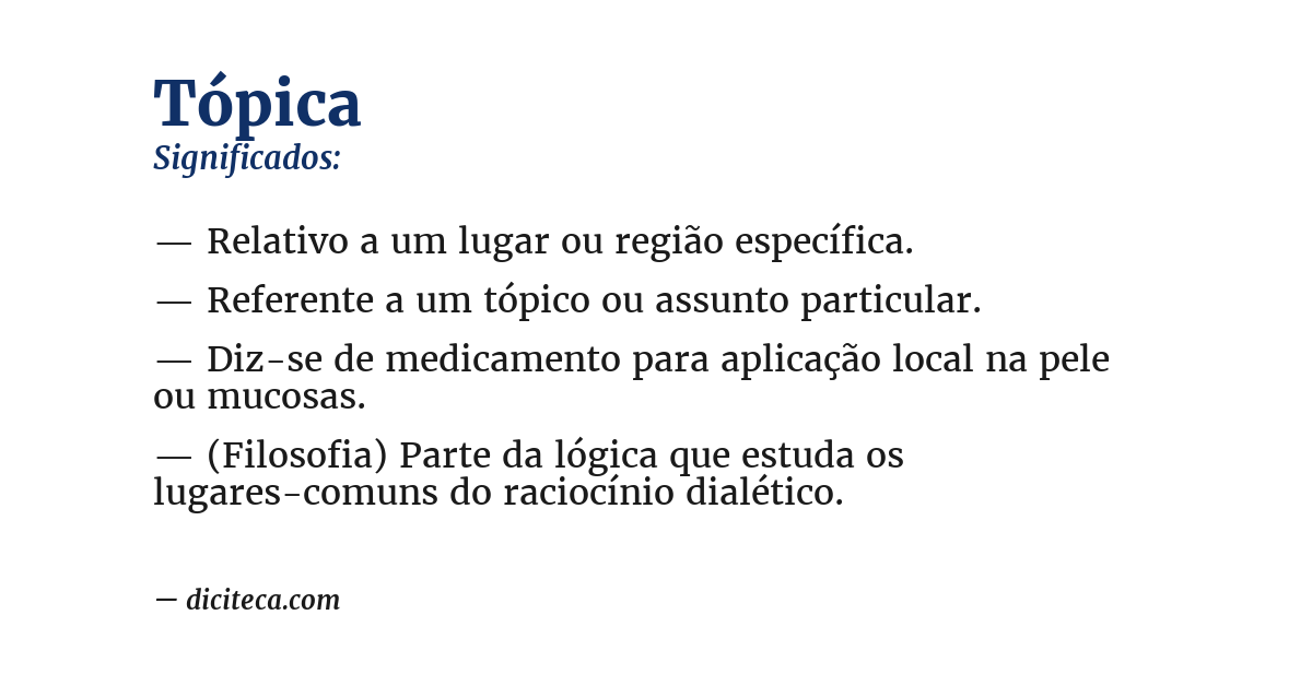 Significado de tópica