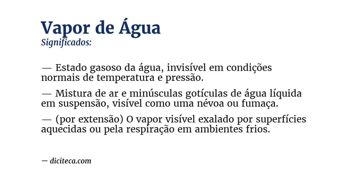 Significado de vapor de água