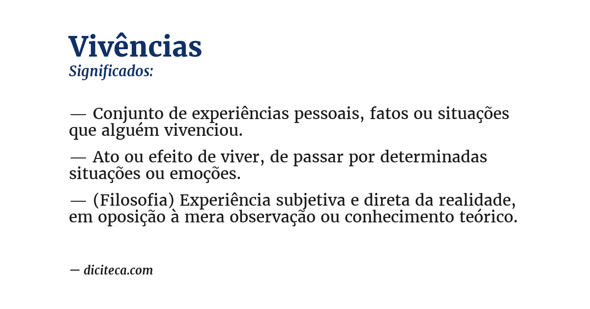 Significado de vivências