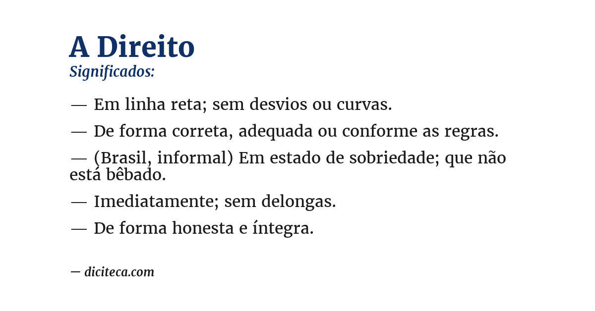 Significado de a direito