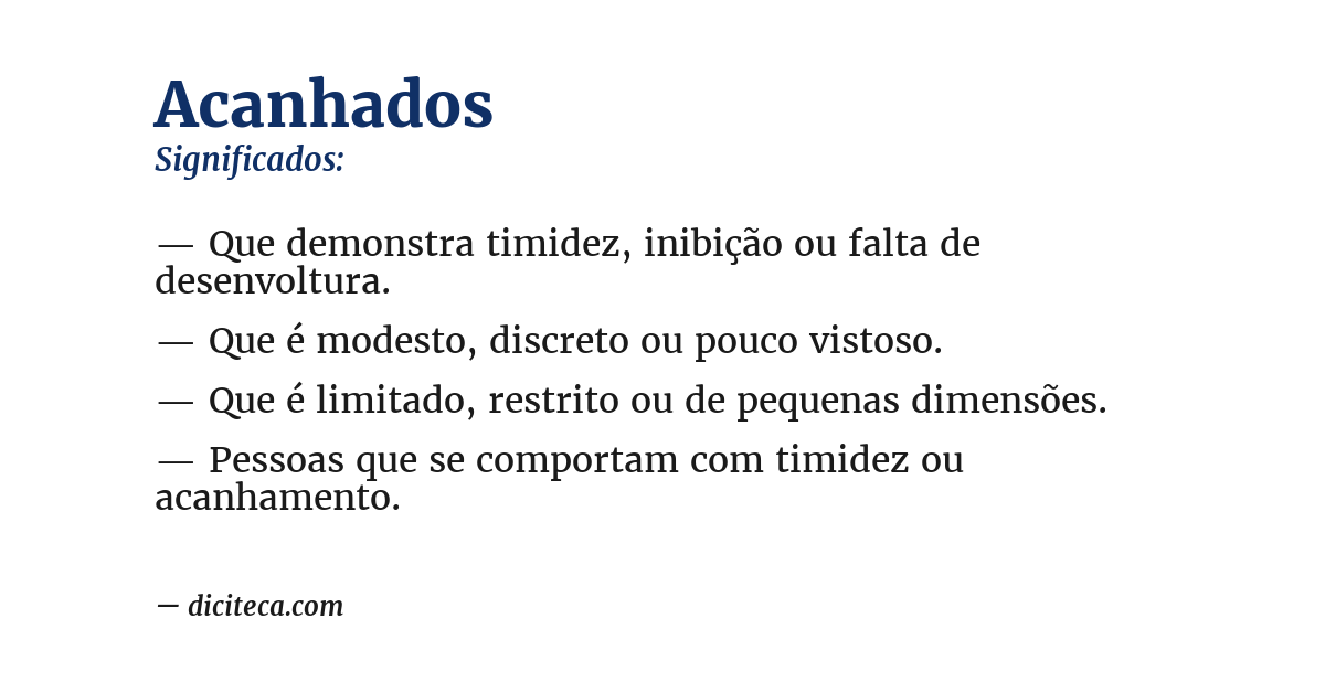 Significado de acanhados