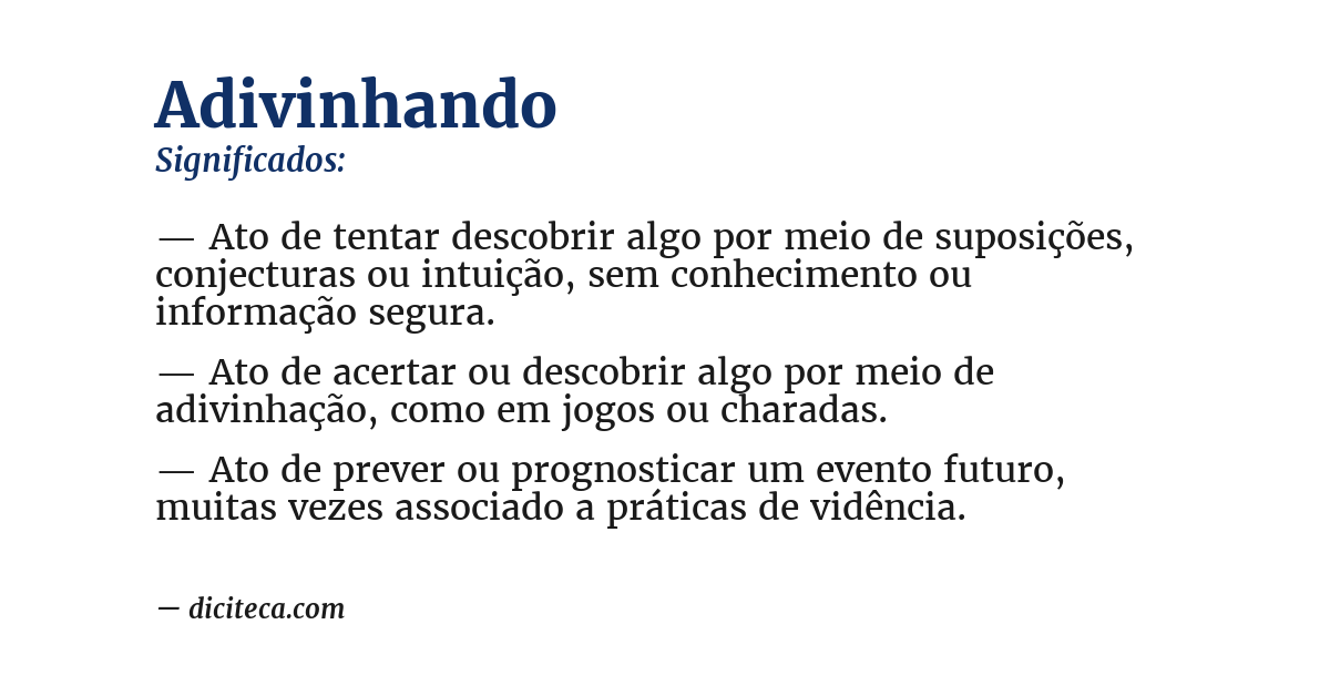 Significado de adivinhando
