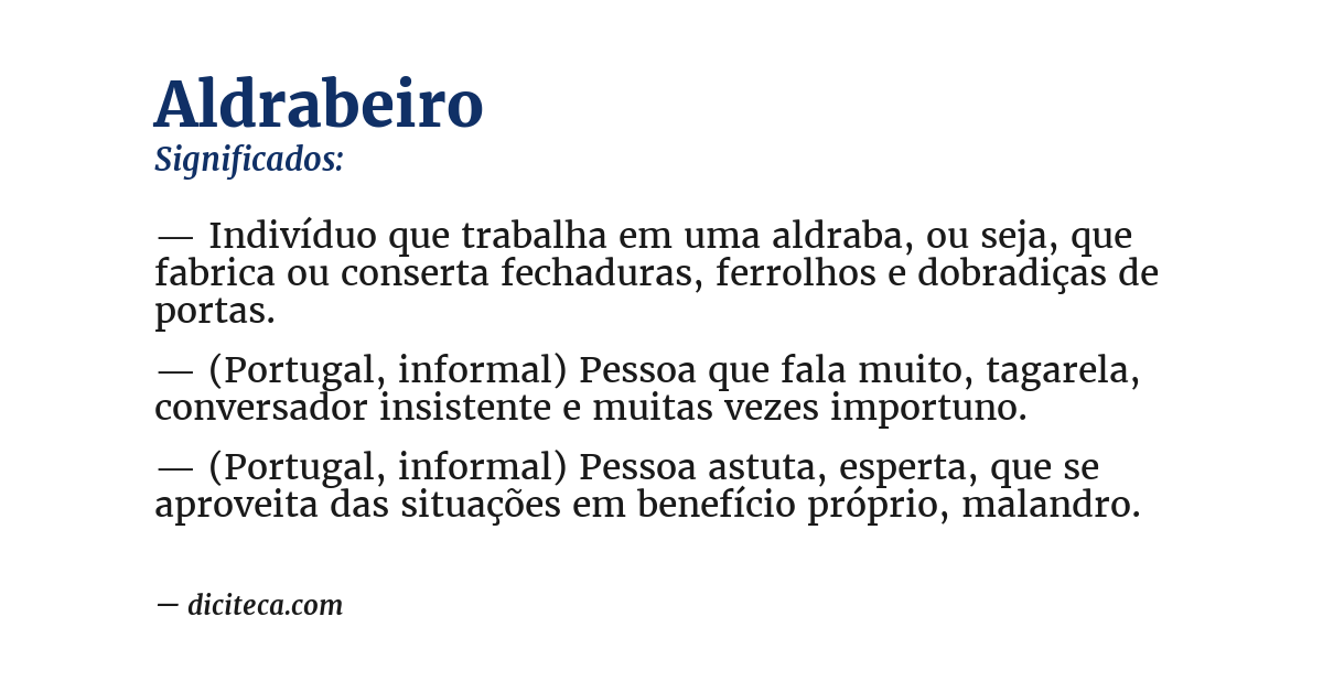 Significado de aldrabeiro