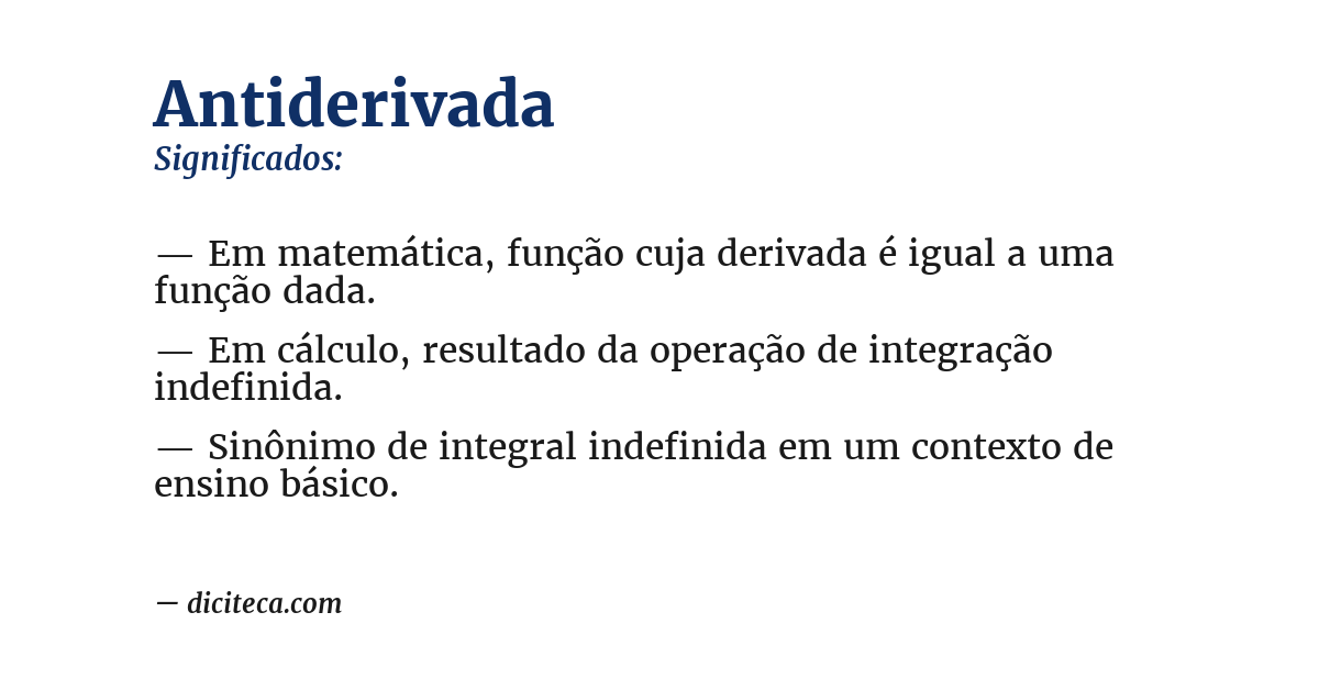 Significado de antiderivada