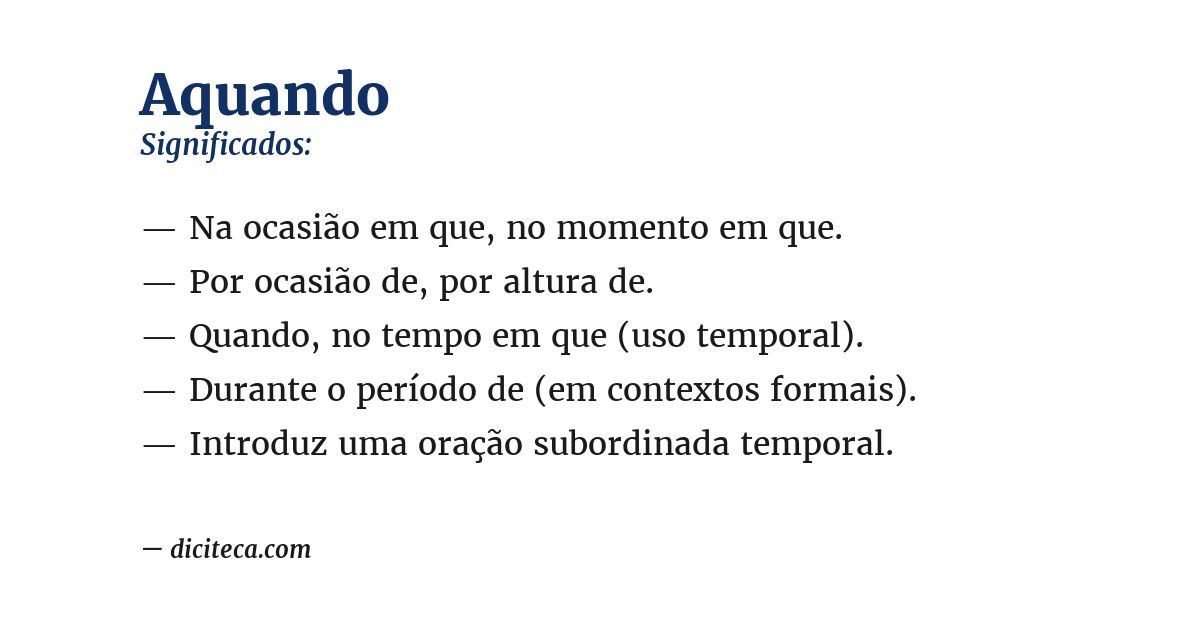 Significado de aquando