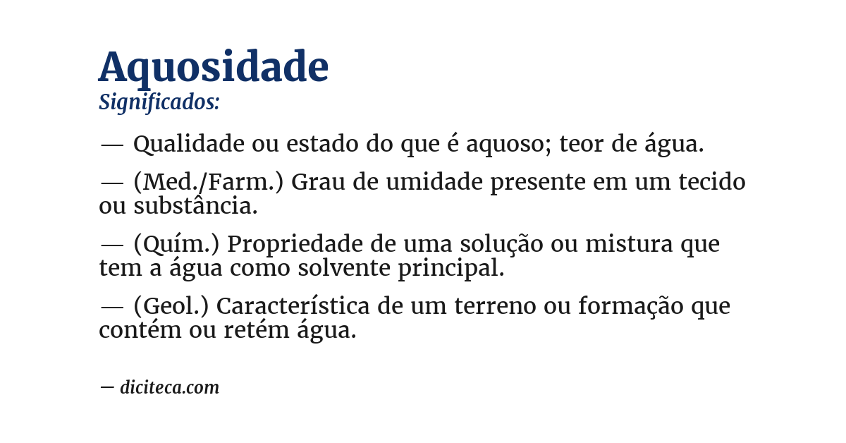 Significado de aquosidade
