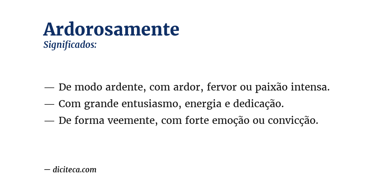 Significado de ardorosamente
