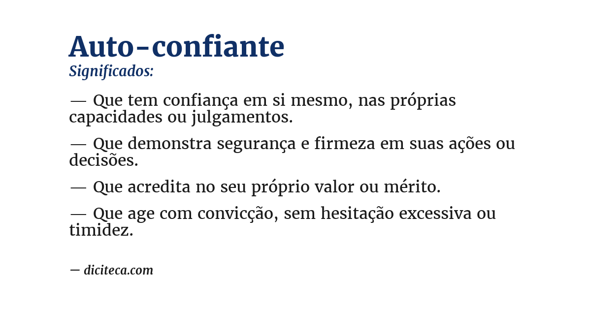 Significado de auto-confiante