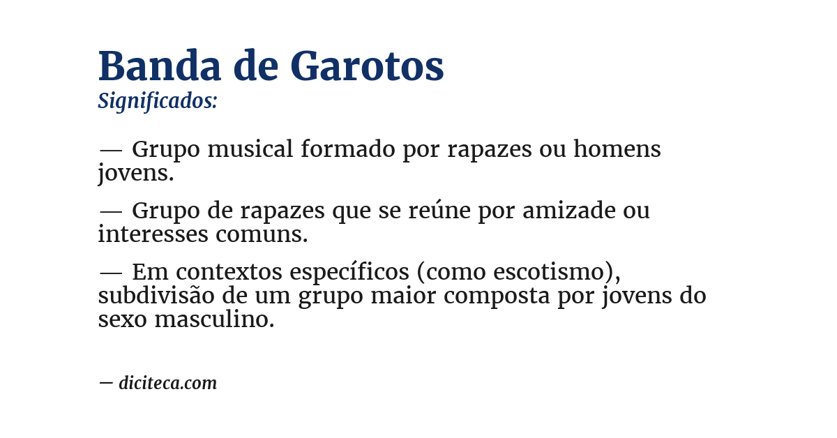 Significado de banda de garotos
