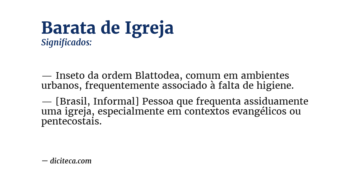 Significado de barata de igreja