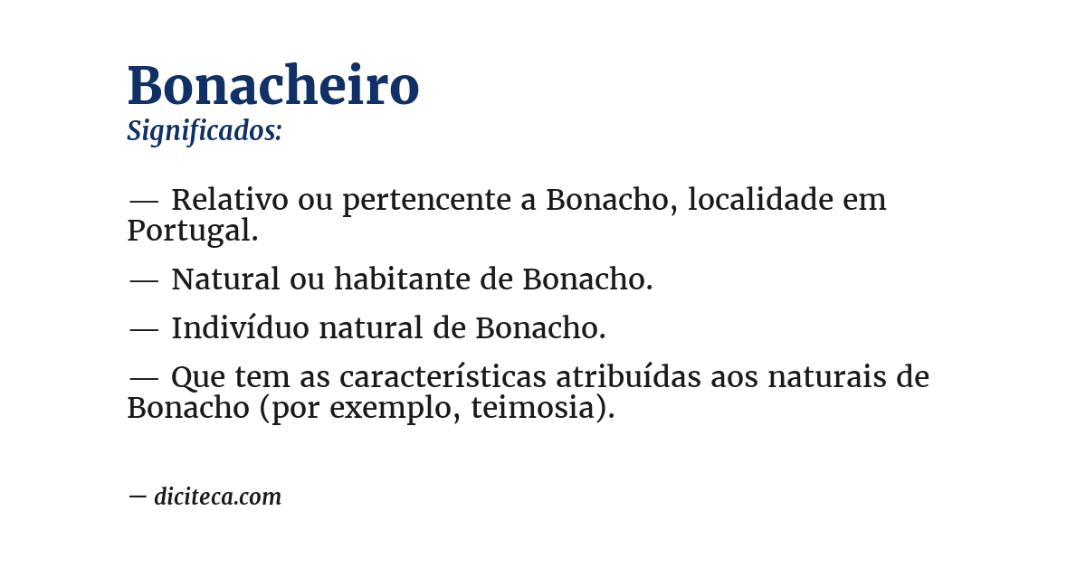 Significado de bonacheiro