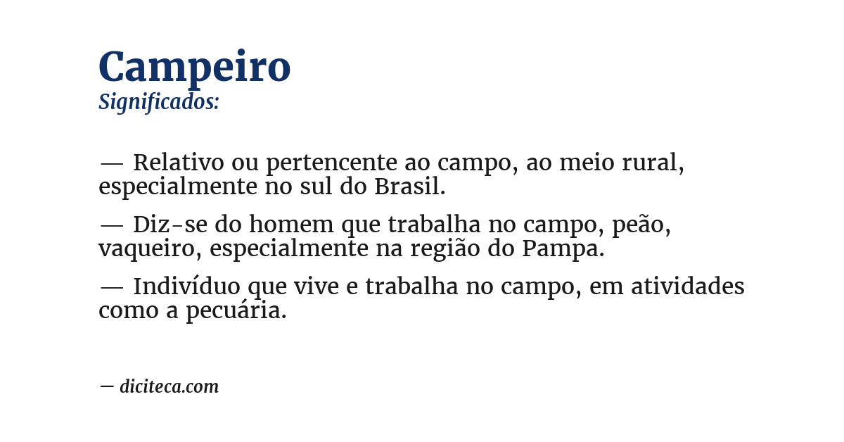 Significado de campeiro