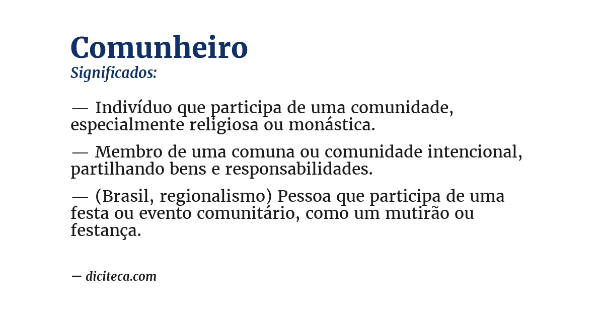 Significado de comunheiro