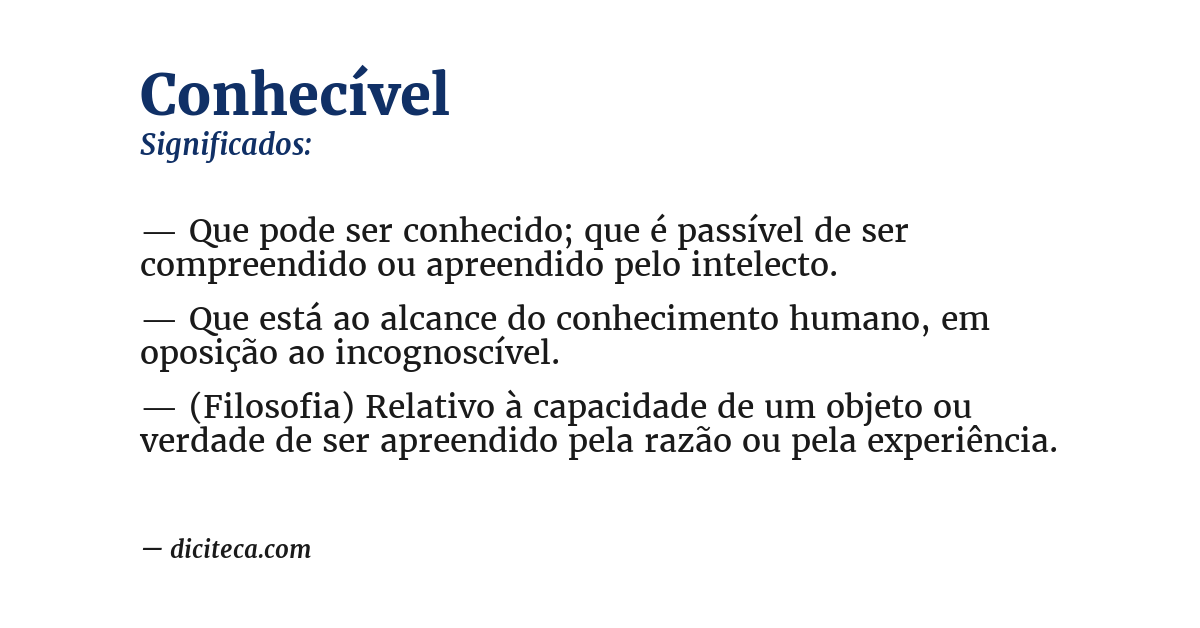 Significado de conhecível