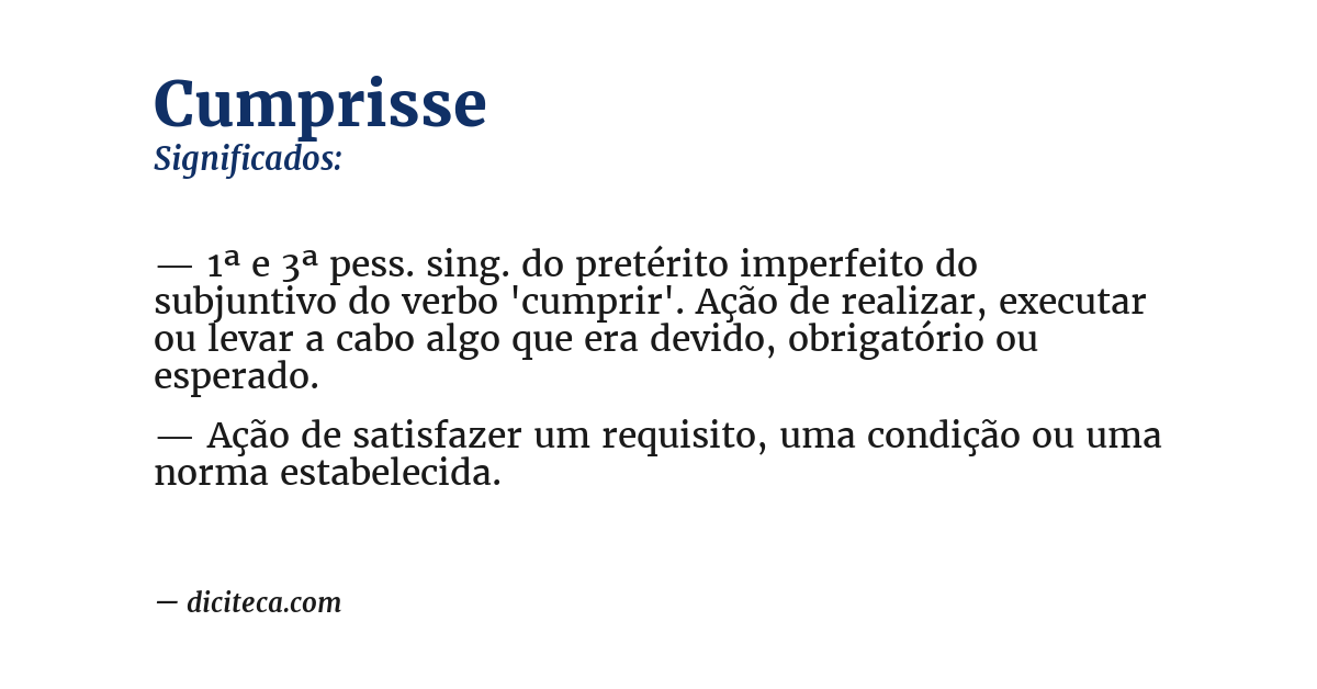Significado de cumprisse