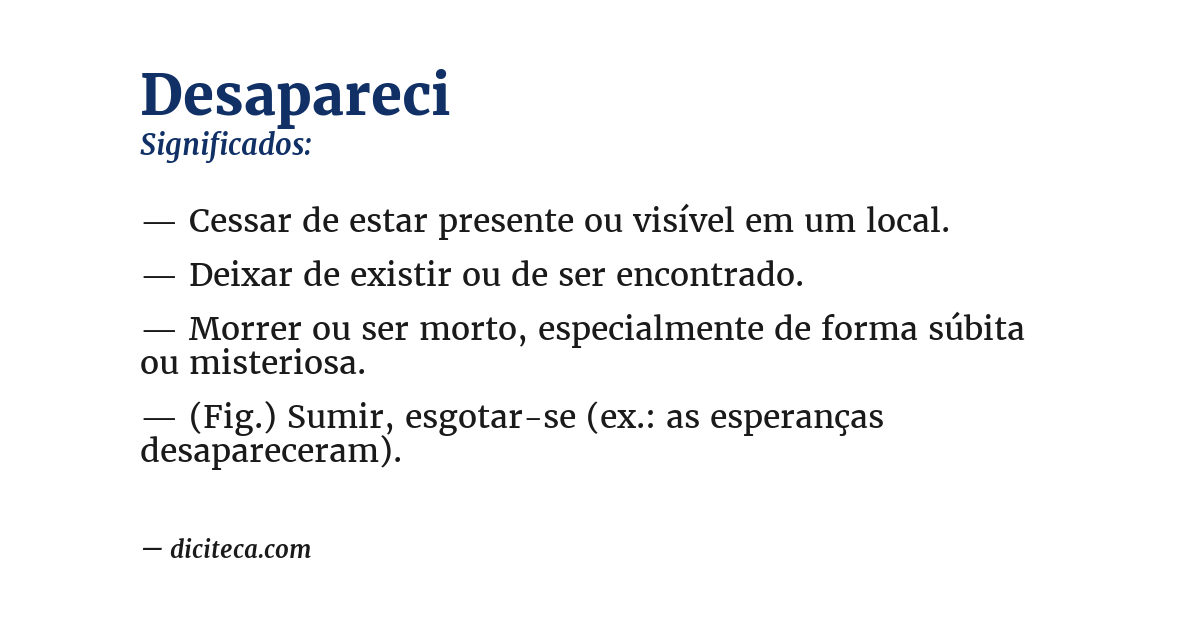 Significado de desapareci