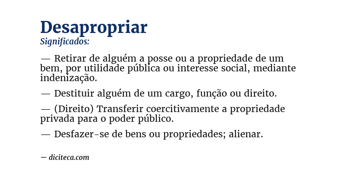 Significado de desapropriar