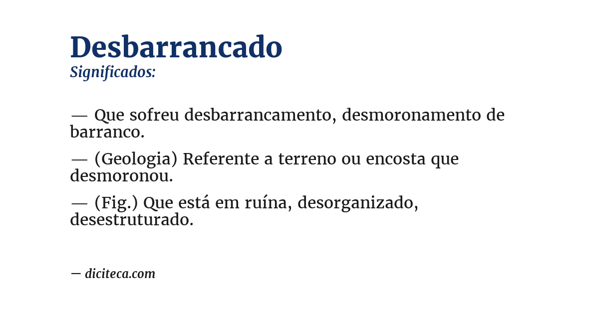 Significado de desbarrancado