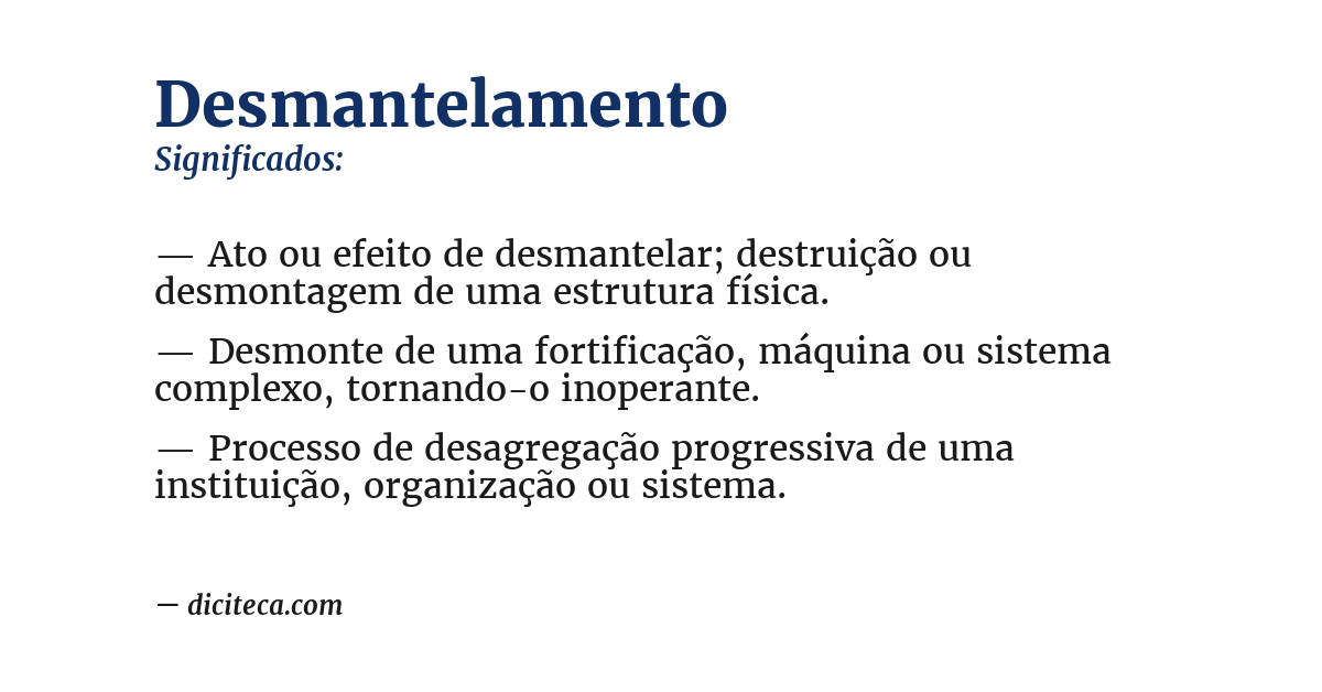 Significado de desmantelamento
