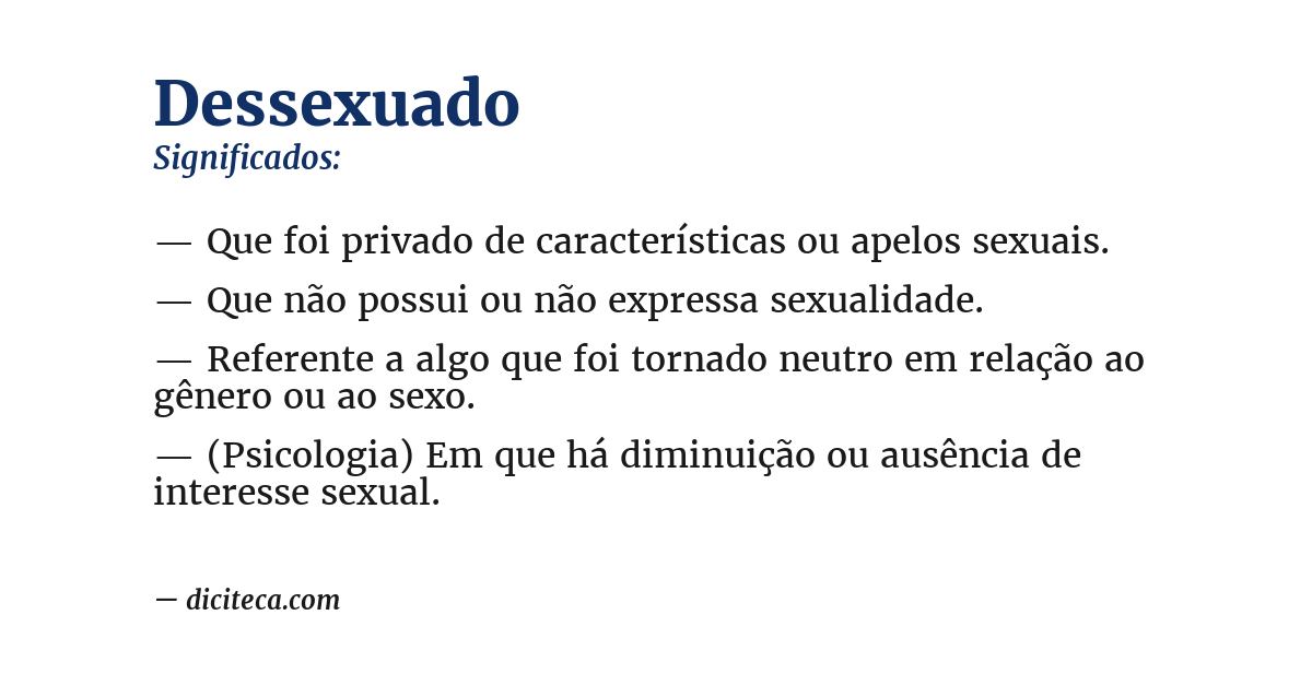 Significado de dessexuado