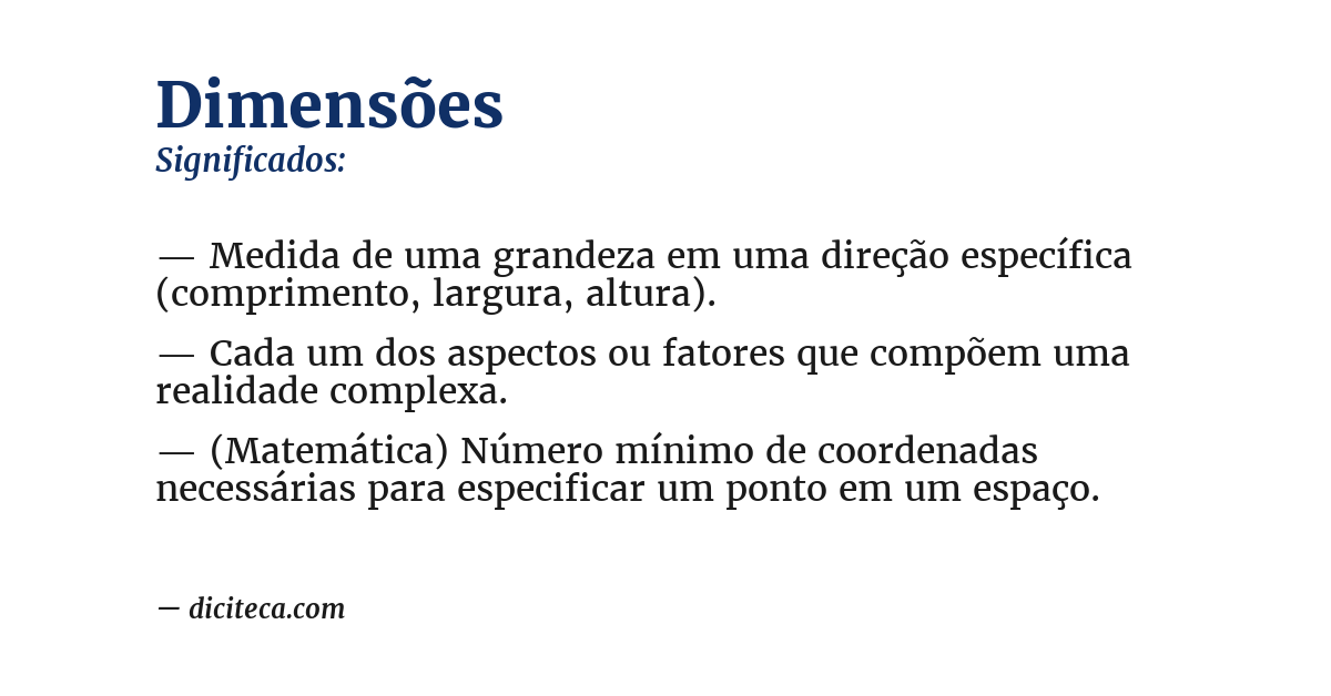 Significado de dimensões