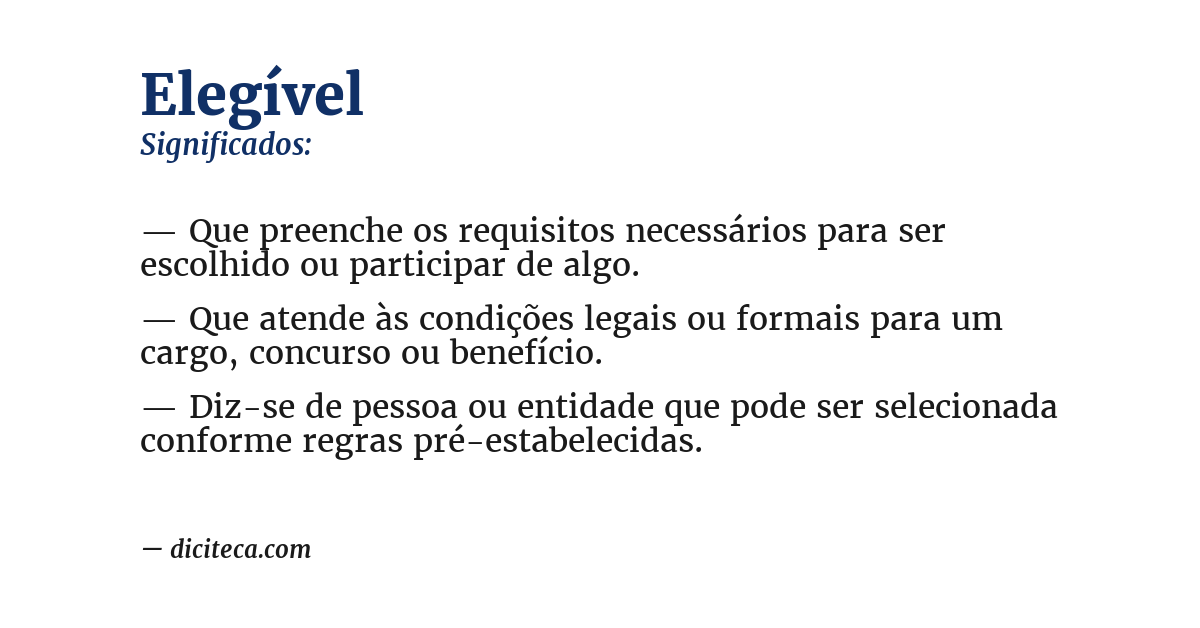Significado de elegível
