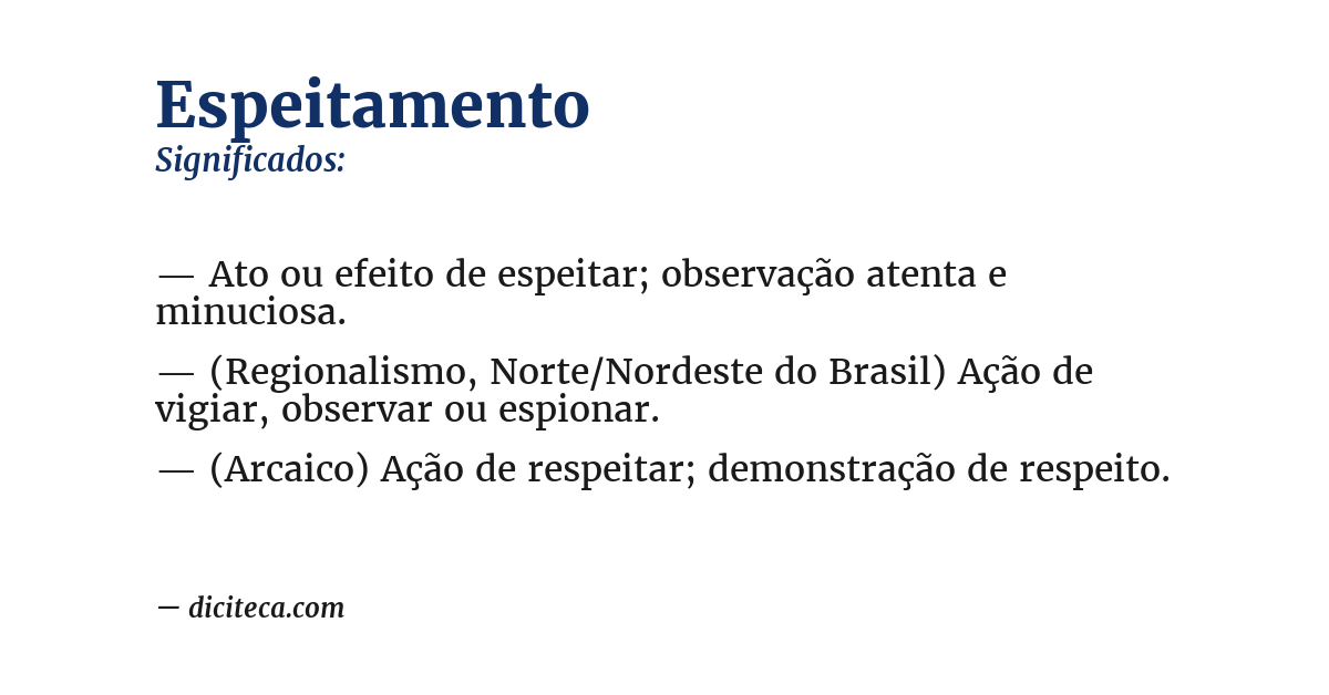 Significado de espeitamento