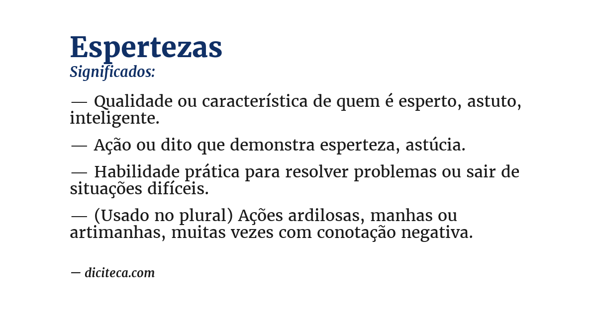 Significado de espertezas