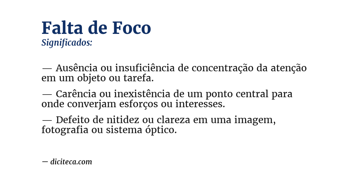 Significado de falta de foco